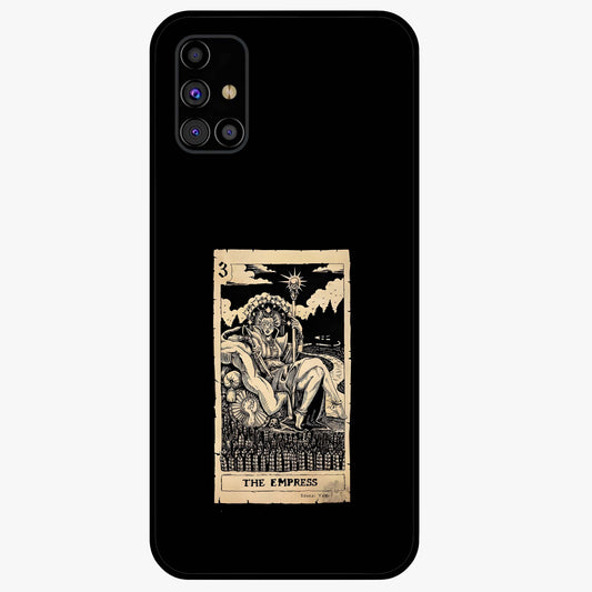 The Empress Glass Case showing flat back view with regal feminine artwork and glossy glass finish.
