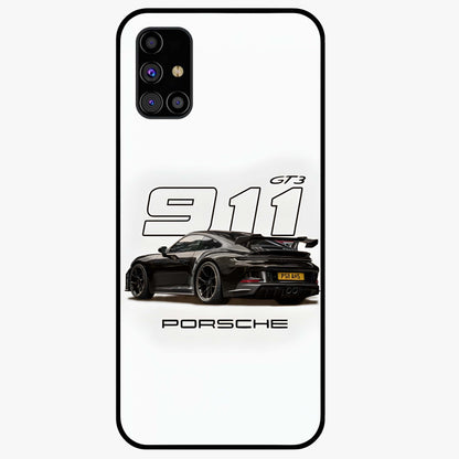 Turbo Legacy Icon Glass Case showing flat back view with iconic sports car inspired artwork and glossy glass finish.