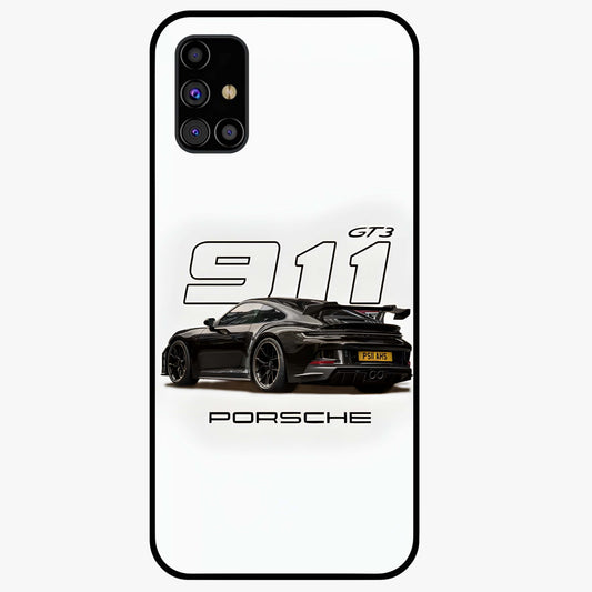 Turbo Legacy Icon Glass Case showing flat back view with iconic sports car inspired artwork and glossy glass finish.
