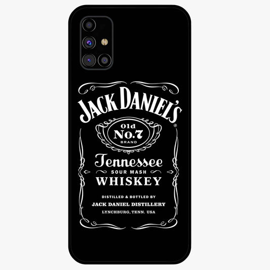 Vintage Whiskey Heritage Glass Case showing flat back view with classic whiskey inspired artwork and glossy glass finish.