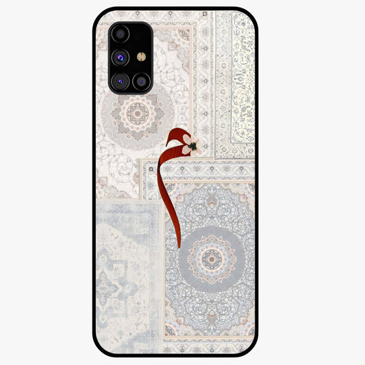 White Aesthetic Bow Glass Case showing flat back view with minimal bow artwork and glossy glass finish.