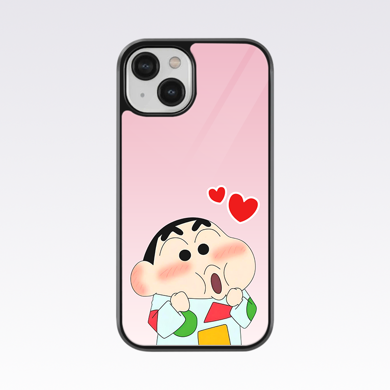 Cute Shinchan With Heart Glass Case