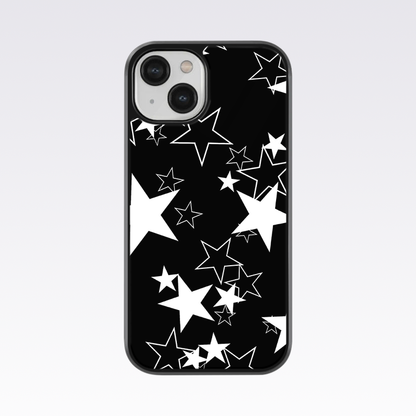 White & Black Starry Pattern Glass Case