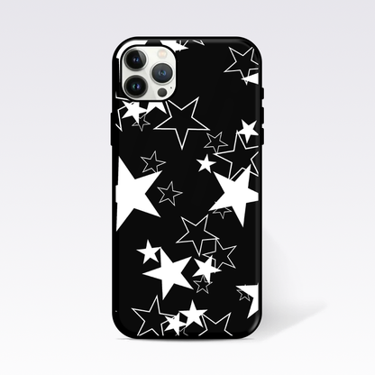 White & Black Starry Pattern Glass Case