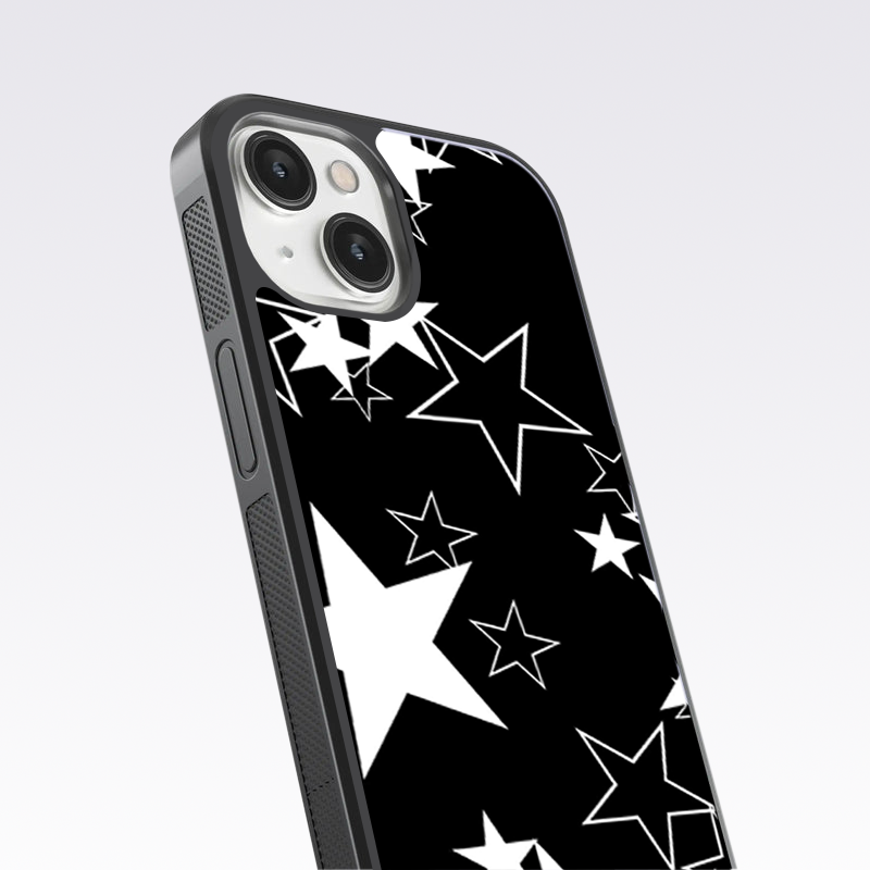 White & Black Starry Pattern Glass Case