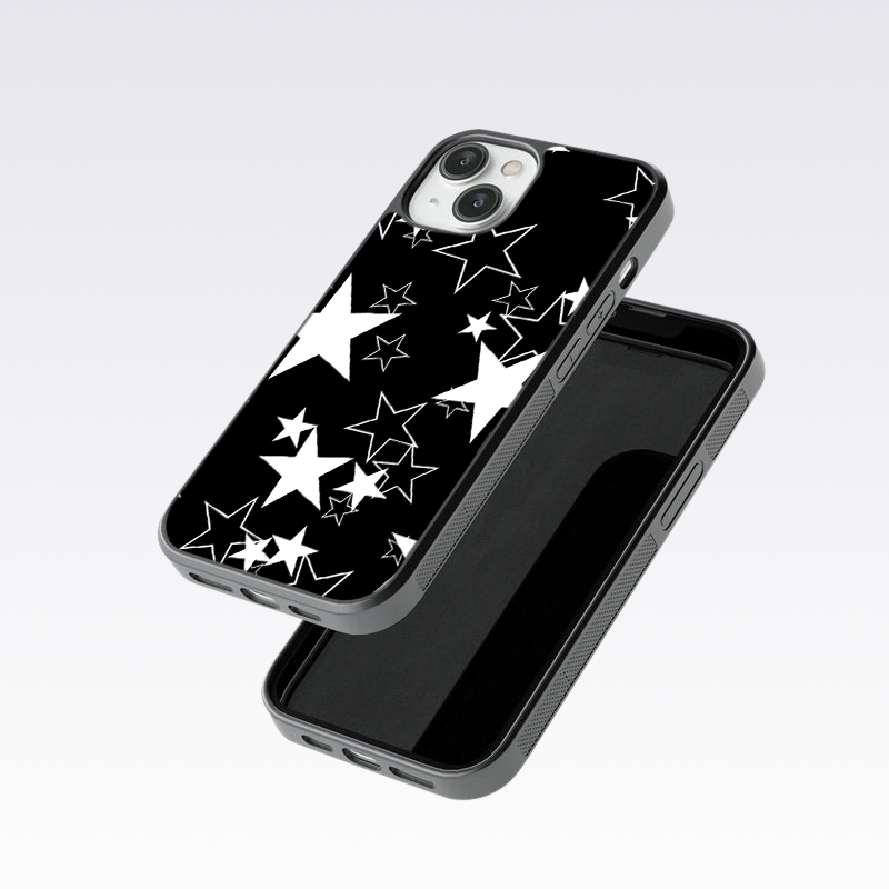 White & Black Starry Pattern Glass Case