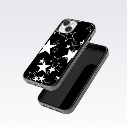 White & Black Starry Pattern Glass Case