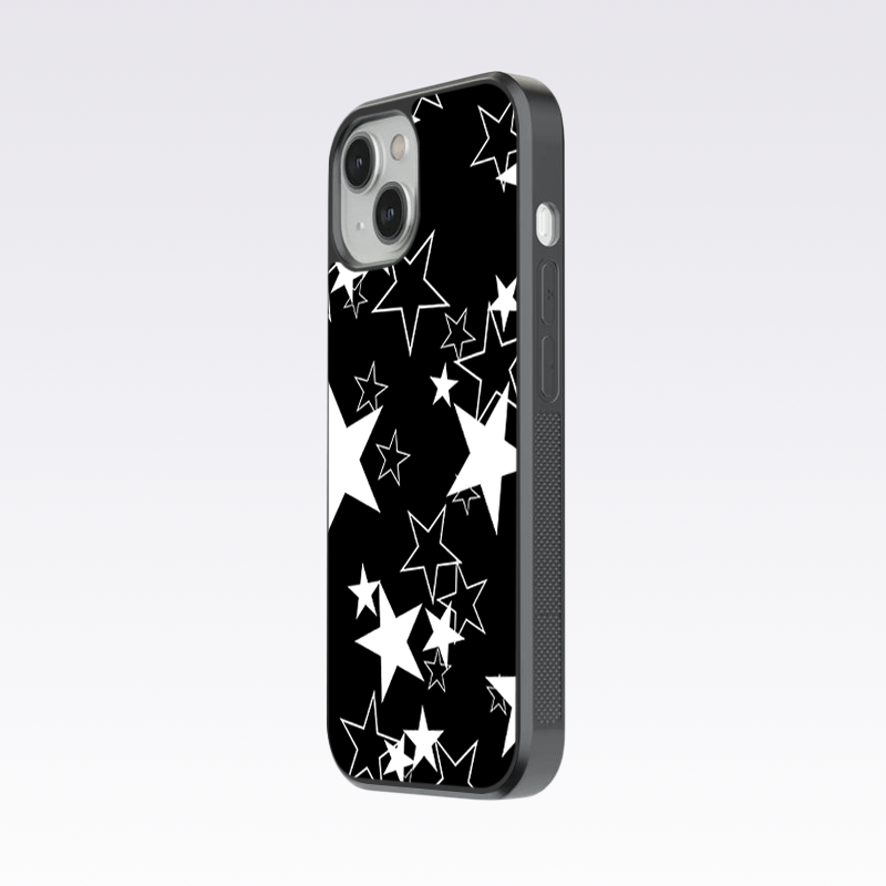 White & Black Starry Pattern Glass Case