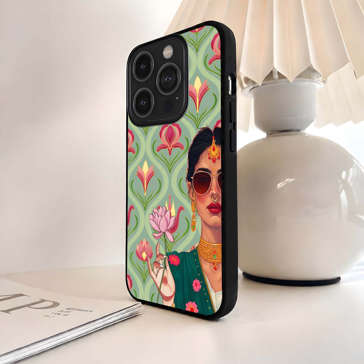 Desi Lotus Lady Glass Case