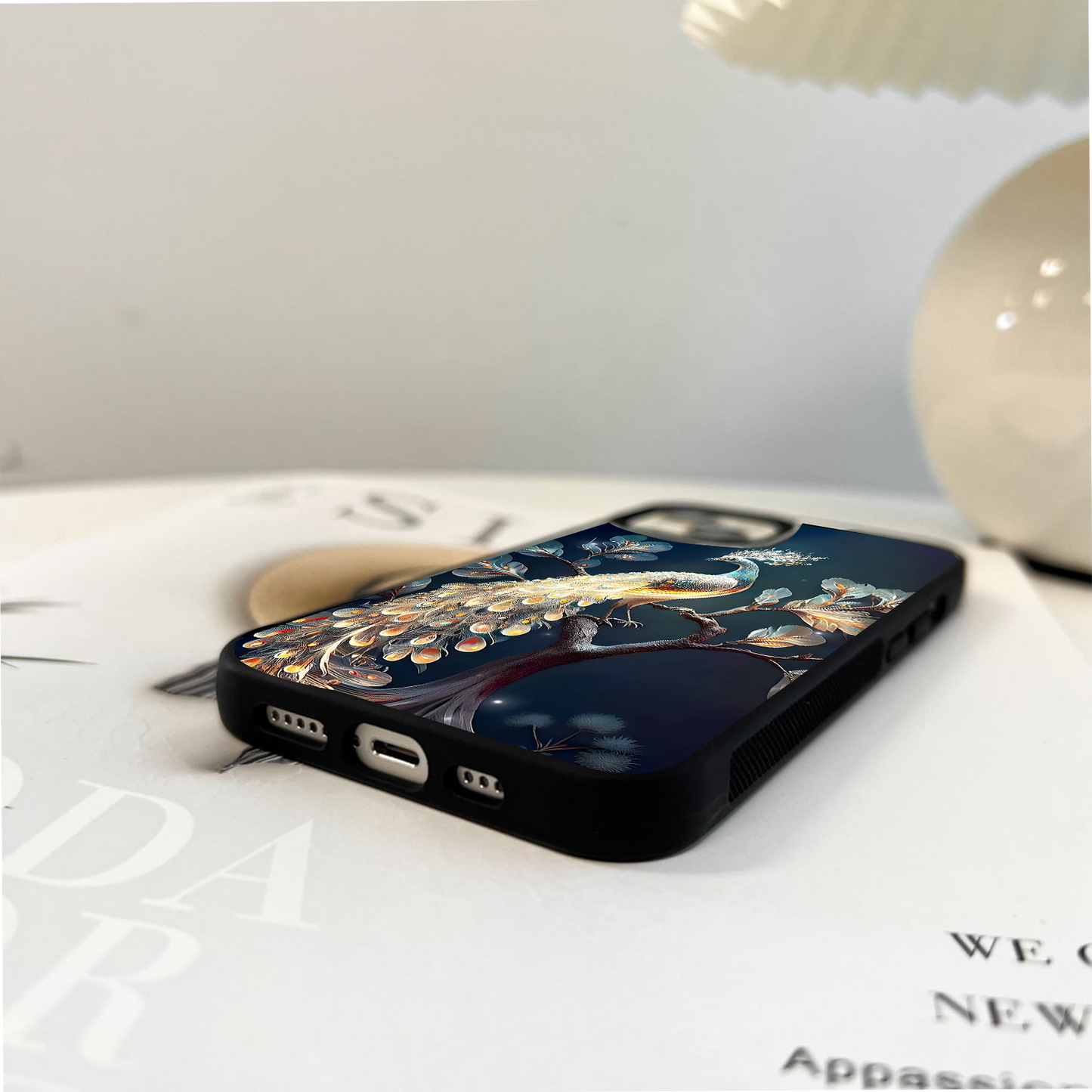 Celestial Peacock Radiance Glass Case