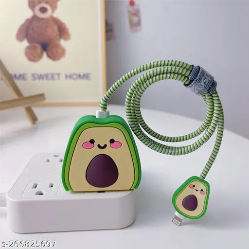 Avocado Silicon Apple iPhone Charger Case | Lightning Charger/Cable Protector Cover for iPhone Charger- Avocado