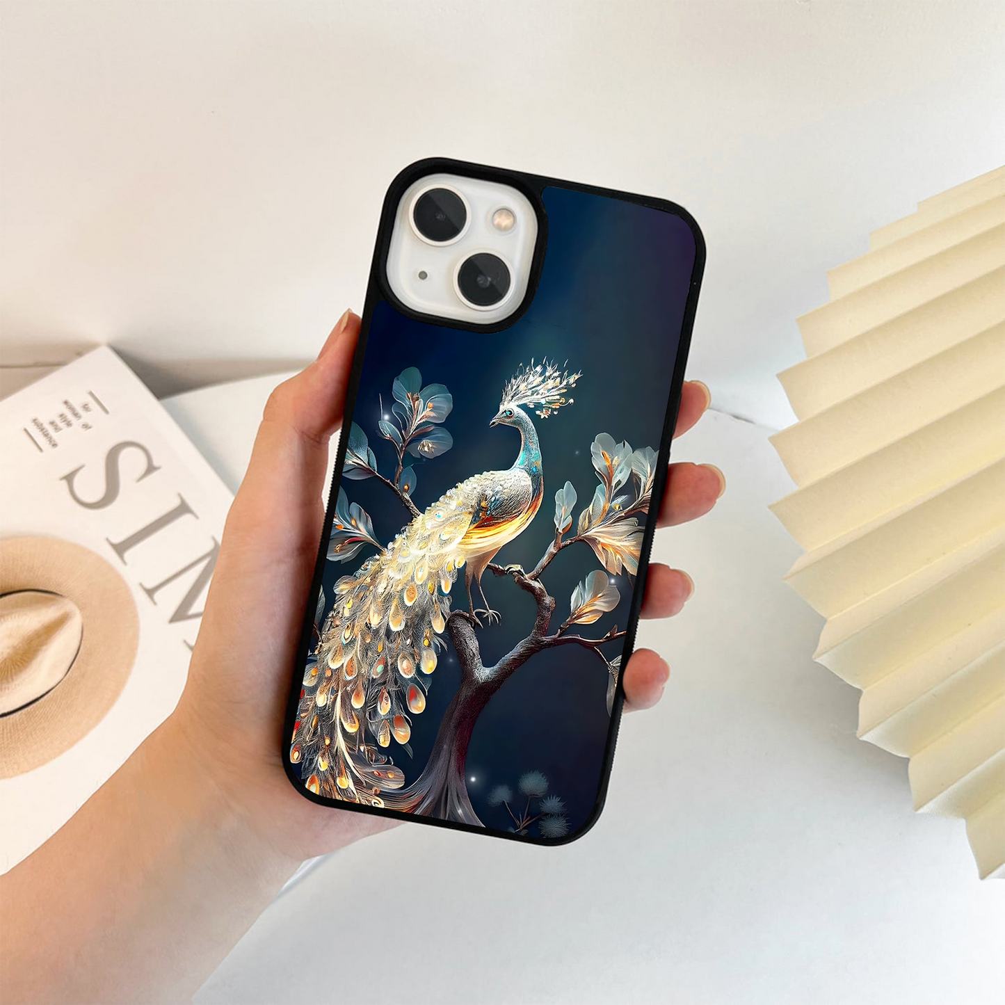 Celestial Peacock Radiance Glass Case