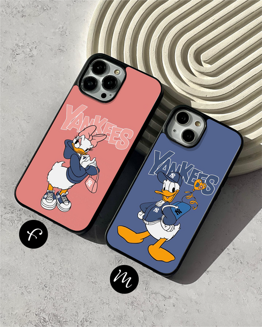 Cute Duck Couple  Glass Case ( 2 FREE Keychains )