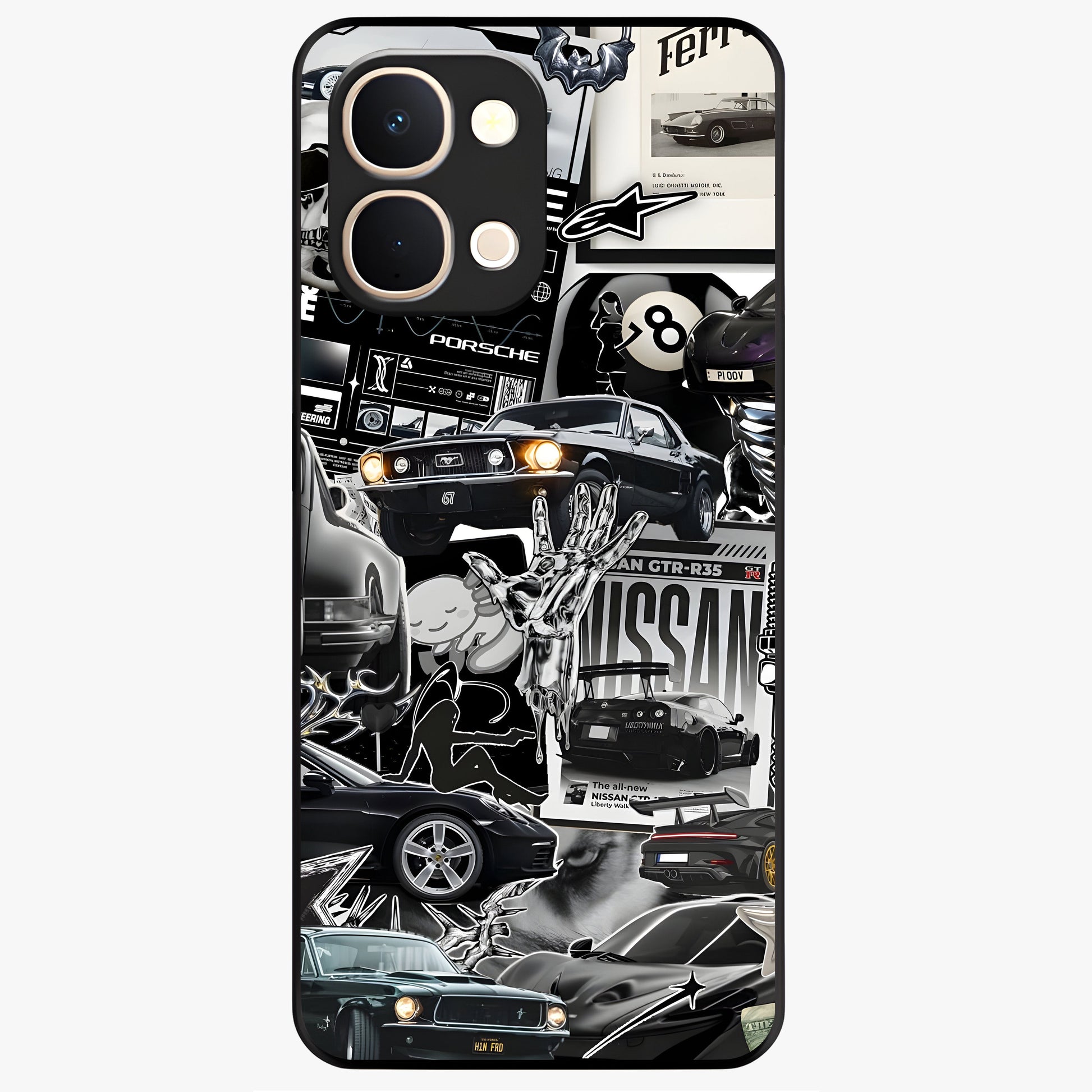 Aesthetic Dark Love Glass Case showing flat back view with dark romantic artwork and glossy glass finish.