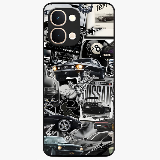 Aesthetic Dark Love Glass Case showing flat back view with dark romantic artwork and glossy glass finish.