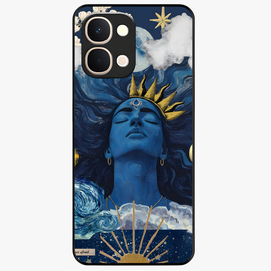 Aesthetic Lord Shiva Glass Case showing flat back view with divine Shiva artwork and glossy glass finish.