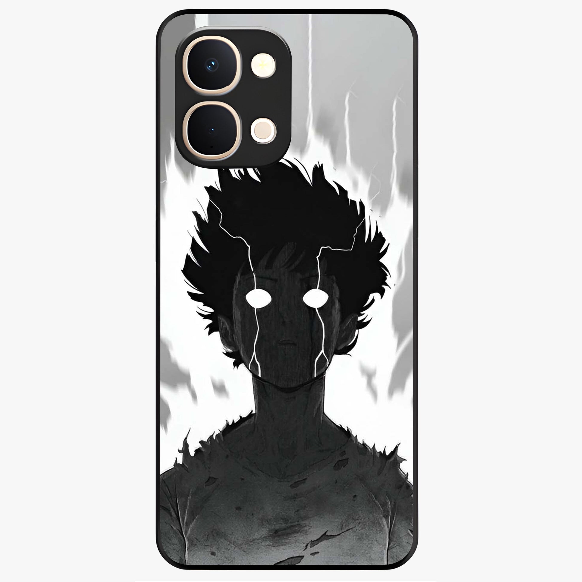 Awakened Inner Rage Glass Case showing flat back view with intense artistic artwork and glossy glass finish.