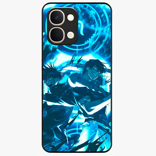 Cursed Energy Clash Glass Case showing flat back view with intense cursed energy artwork and glossy glass finish.