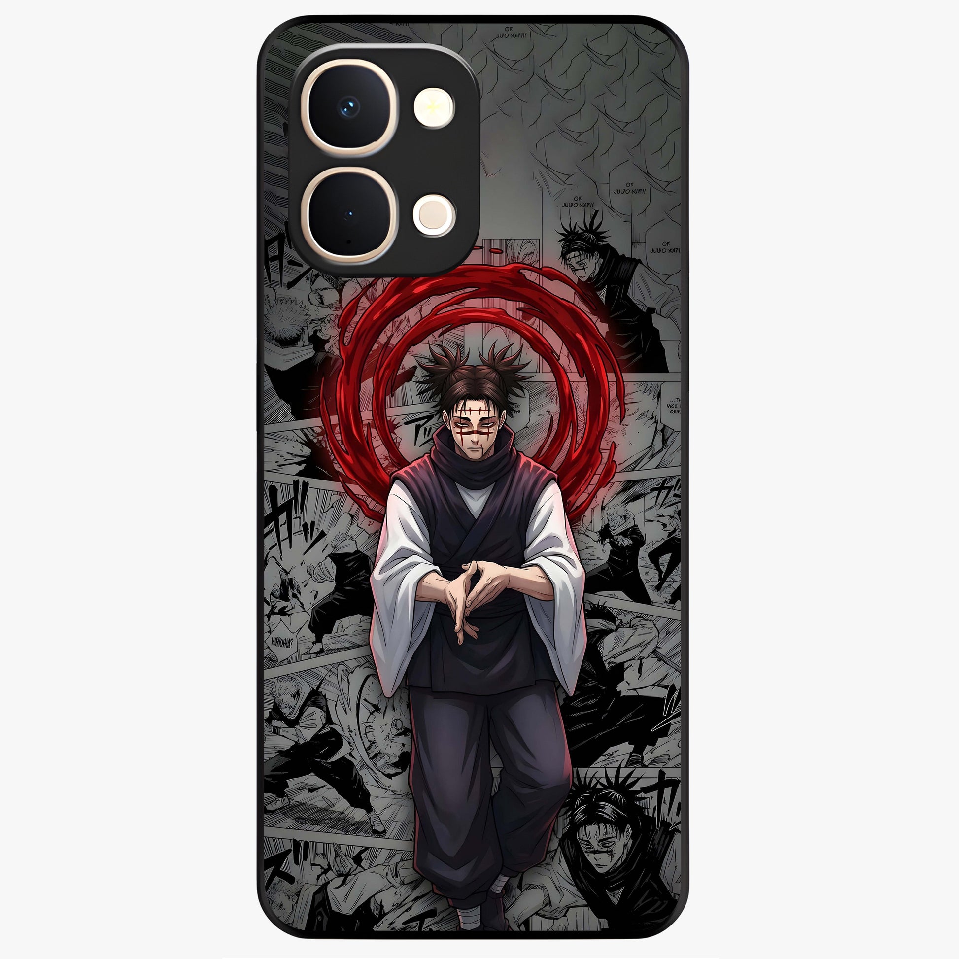 Cursed Ritual Ascension Glass Case showing flat back view with dark ritual themed artwork and glossy glass finish.