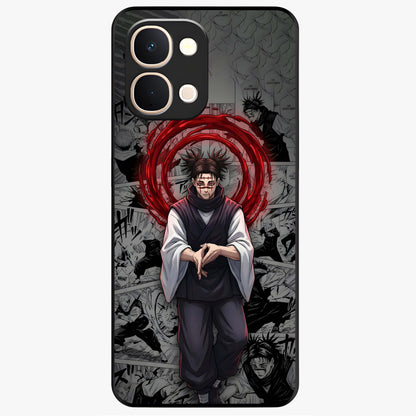 Cursed Ritual Ascension Glass Case showing flat back view with dark ritual themed artwork and glossy glass finish.