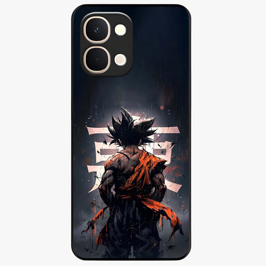Dark Warrior In Rain Glass Case showing flat back view with warrior artwork in rainy atmosphere and glossy glass finish.