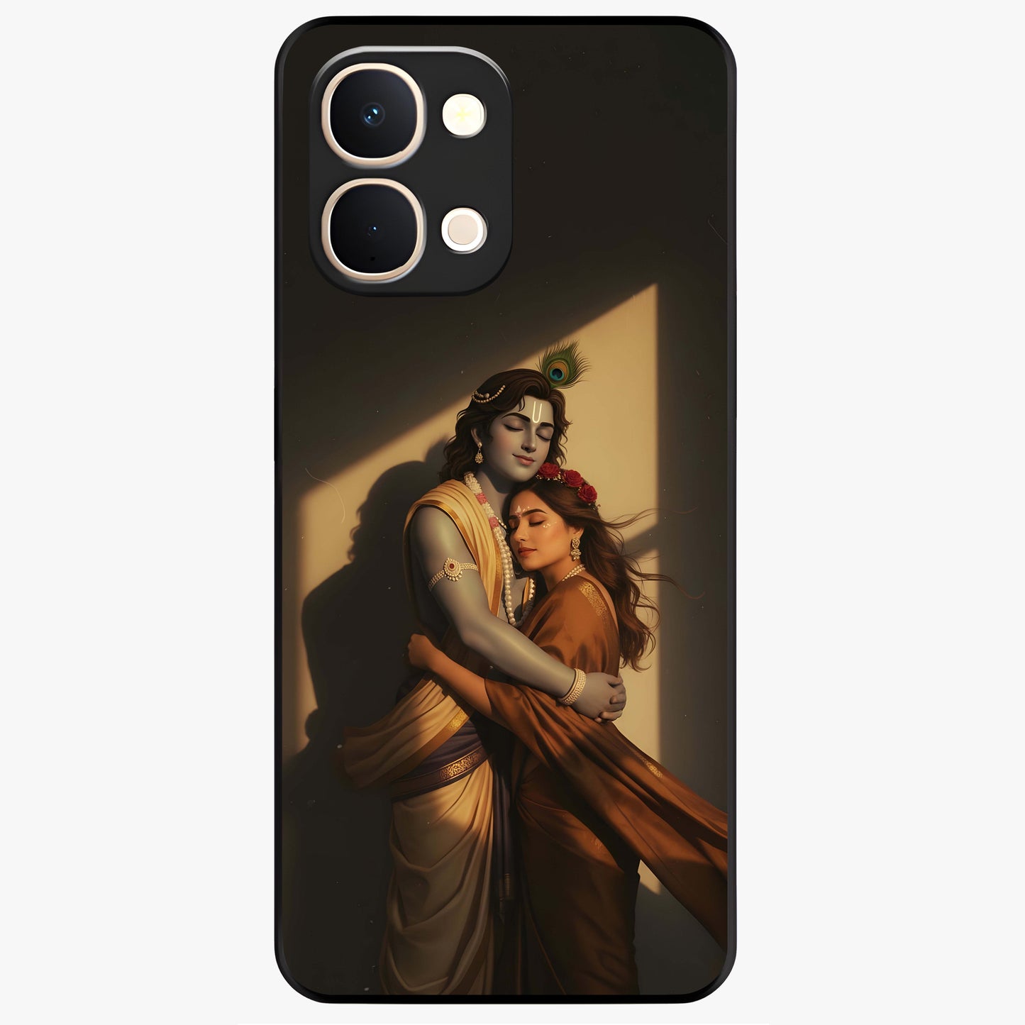 Divine Eternal Love Glass Case showing flat back view with spiritual love themed artwork and glossy glass finish.