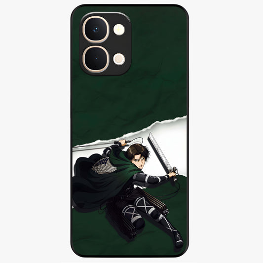 Emerald War Vanguard Glass Case showing flat back view with powerful warrior themed artwork and glossy glass finish.