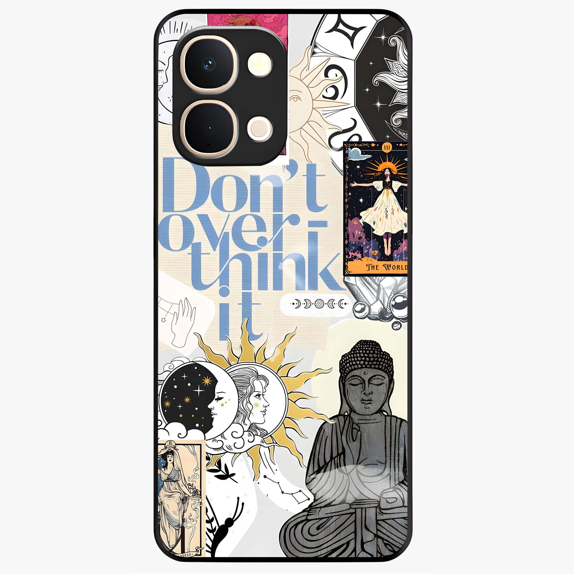 Ethereal Thoughts Glass Case showing flat back view with dreamy artistic artwork and glossy glass finish.