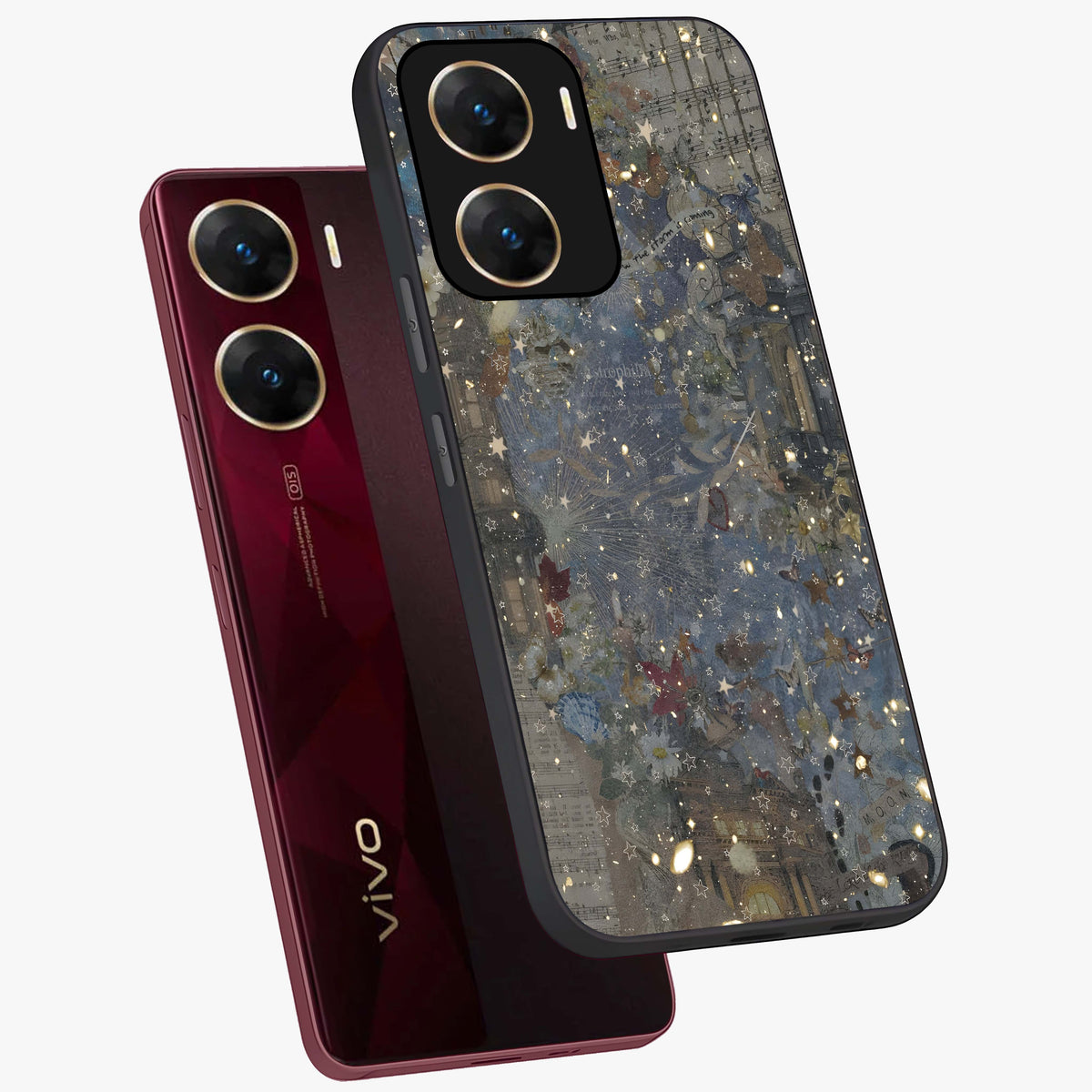 Aesthetic Astrolophia Glass Case displayed in angled mockup highlighting artistic aesthetic elements and smooth glass surface.