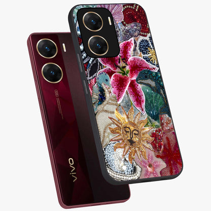 Beaded Garden Fantasy Glass Case displayed in angled mockup highlighting fantasy inspired floral bead pattern.