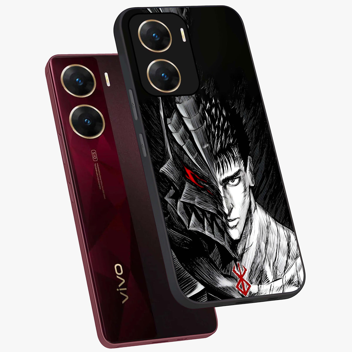 Berserker Blood Oath Glass Case displayed in angled mockup highlighting dark fantasy graphic design and powerful theme.