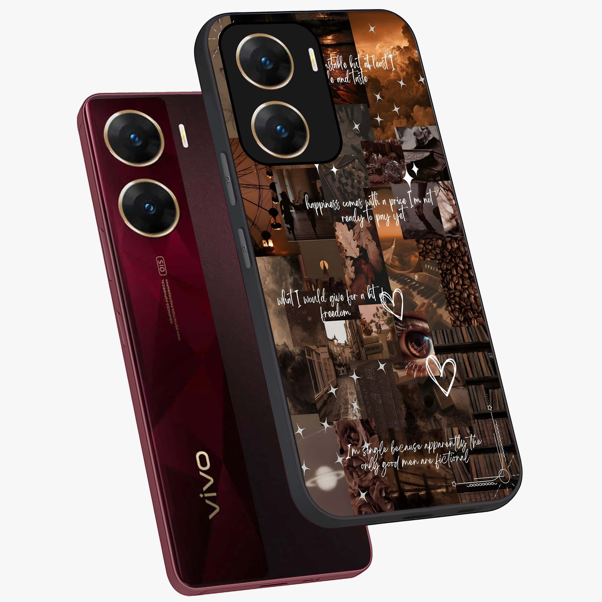 Bittersweet Aesthetic Chaos Glass Case displayed in angled mockup highlighting expressive abstract artwork and edgy aesthetic theme.