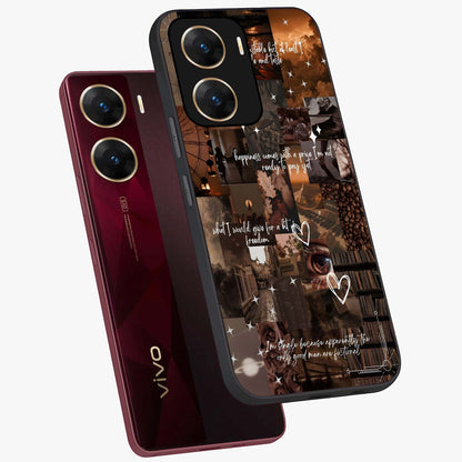 Bittersweet Aesthetic Chaos Glass Case displayed in angled mockup highlighting expressive abstract artwork and edgy aesthetic theme.