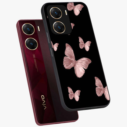 Butterfly Pattern Glass Case displayed in angled mockup highlighting delicate butterfly design and aesthetic pattern style.