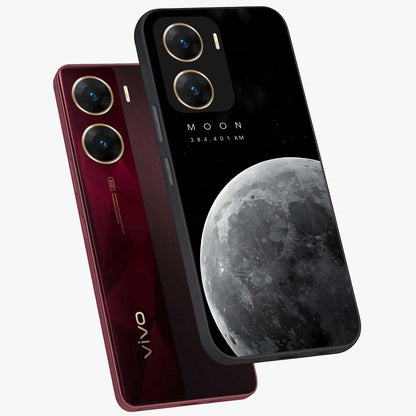 Cosmic Moon Glow Glass Case displayed in angled mockup highlighting celestial moon design with cosmic aesthetic theme.