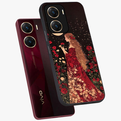 Crimson Dreams Glass Case displayed in angled mockup highlighting soft crimson aesthetic design with artistic theme.