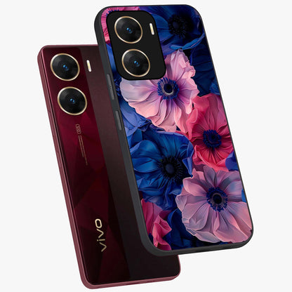 Flower Paper Art Pattern Glass Case displayed in angled mockup highlighting layered paper flower design with artistic aesthetic.