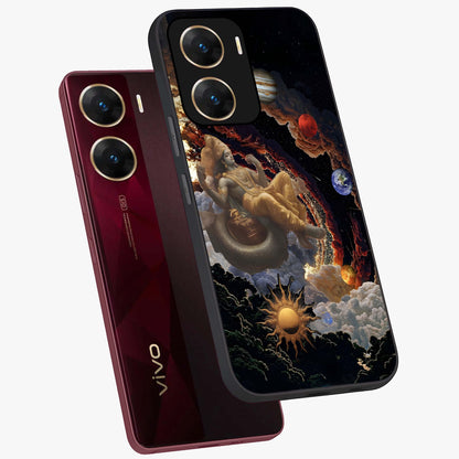 Galactic Divine God Glass Case displayed in angled mockup highlighting powerful celestial deity illustration with galactic aesthetic.