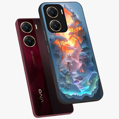 Glow Forest Portal Glass Case displayed in angled mockup highlighting mystical forest design with magical glowing aesthetic.