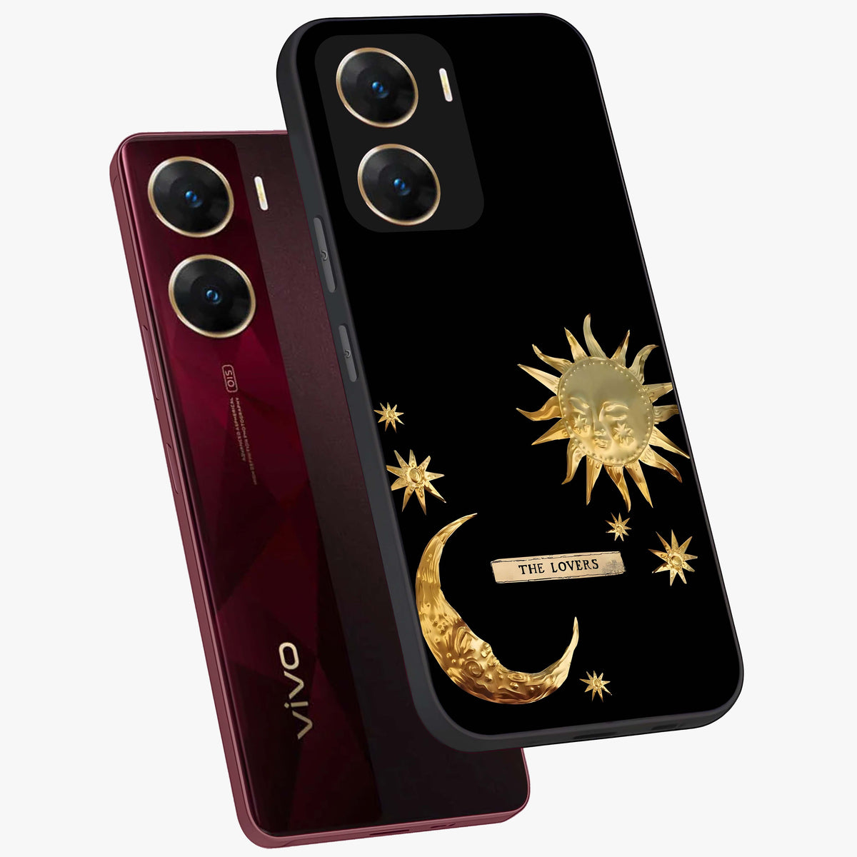 Gold Sun Blush Glass Case displayed in angled mockup highlighting radiant sun design with warm golden aesthetic.