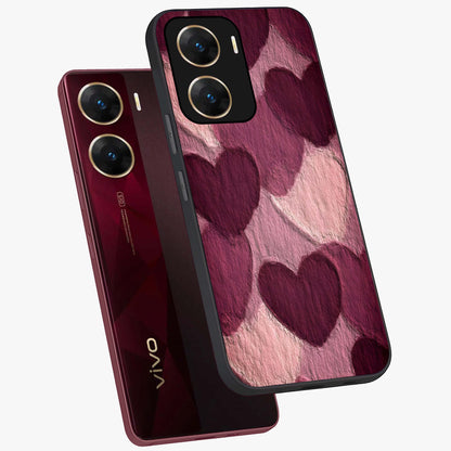 Layered Paper Hearts Glass Case displayed in angled mockup highlighting creative paper craft heart design with romantic aesthetic.