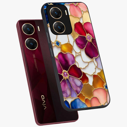 Marble Flower Pattern Glass Case displayed in angled mockup highlighting elegant marble floral design with modern aesthetic.