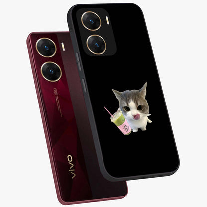 Matcha Cat Style Glass Case displayed in angled mockup highlighting playful feline design with pastel matcha aesthetic.