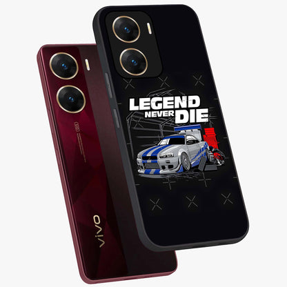 Midnight Racing Legacy Glass Case displayed in angled mockup highlighting dynamic automotive design with bold midnight aesthetic.