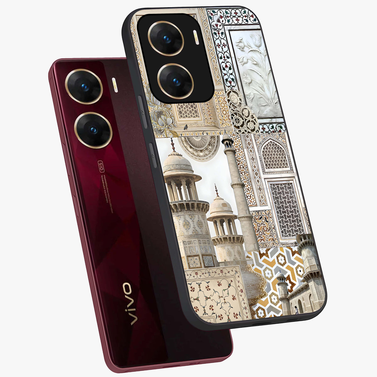 Mughal Marble Legacy Glass Case displayed in angled mockup highlighting elegant heritage marble artwork with royal aesthetic.