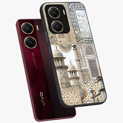 Mughal Marble Legacy Glass Case displayed in angled mockup highlighting elegant heritage marble artwork with royal aesthetic.