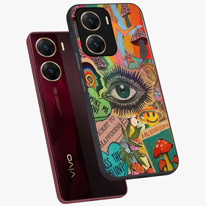 Mystic Eye Wonderland Glass Case displayed in angled mockup highlighting magical eye illustration with dreamy aesthetic.