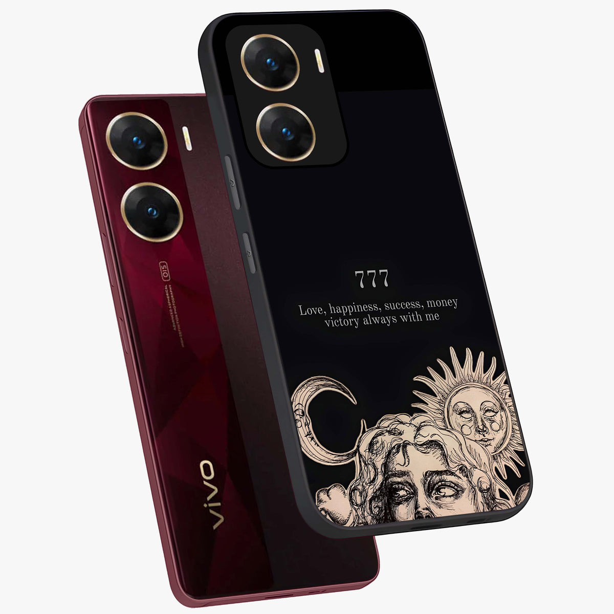Mystic Victory Aura Glass Case displayed in angled mockup highlighting energetic aura design with bold mystical aesthetic.