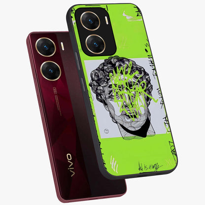 Neo Graffiti Rebellion Glass Case displayed in angled mockup highlighting urban street art design with rebellious aesthetic.