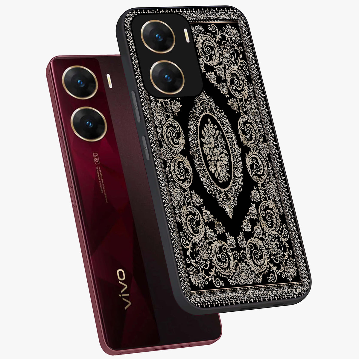 Noir Bloom Elegance Glass Case displayed in angled mockup highlighting refined flower design with stylish noir aesthetic.